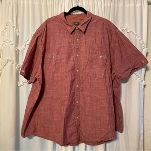 The Foundry Short Sleeve Button Up Shirt Men's 4XL Plain Faded Red